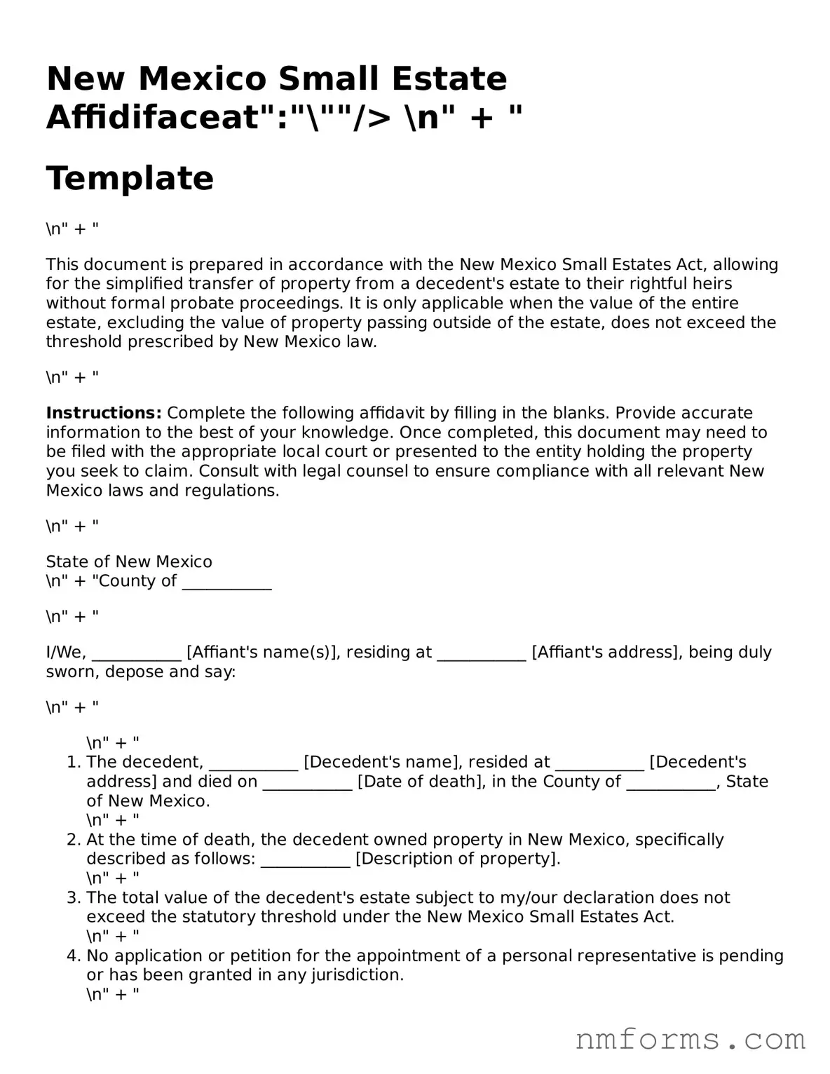 Attorney-Approved New Mexico Small Estate Affidavit Document