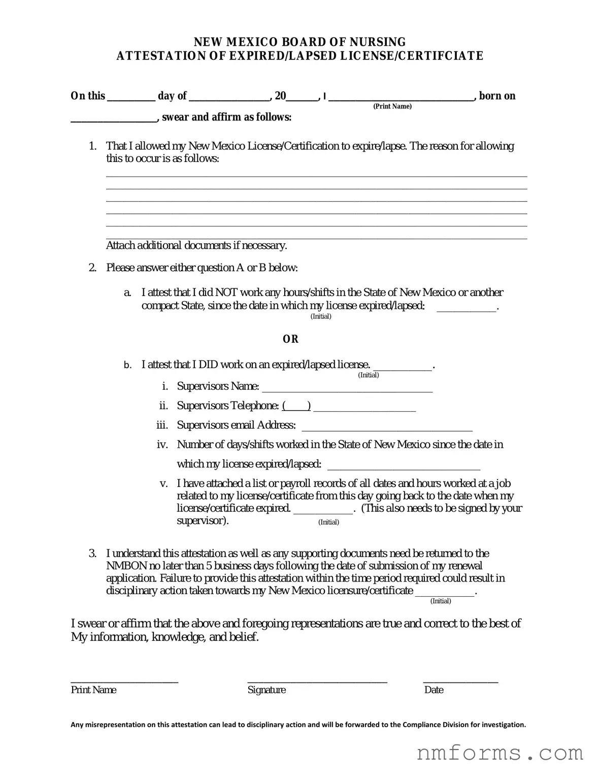 Fill Out Your New Mexico Board Of Nursing Form
