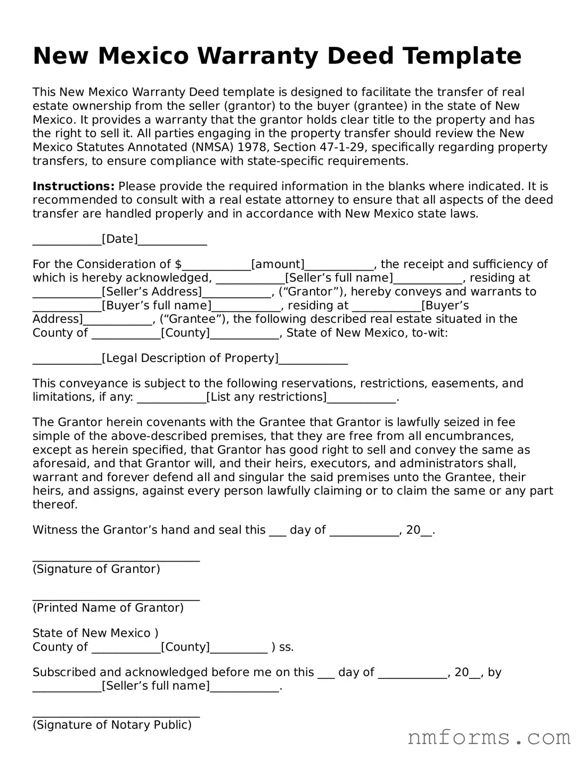 Attorney-Approved New Mexico Deed Document