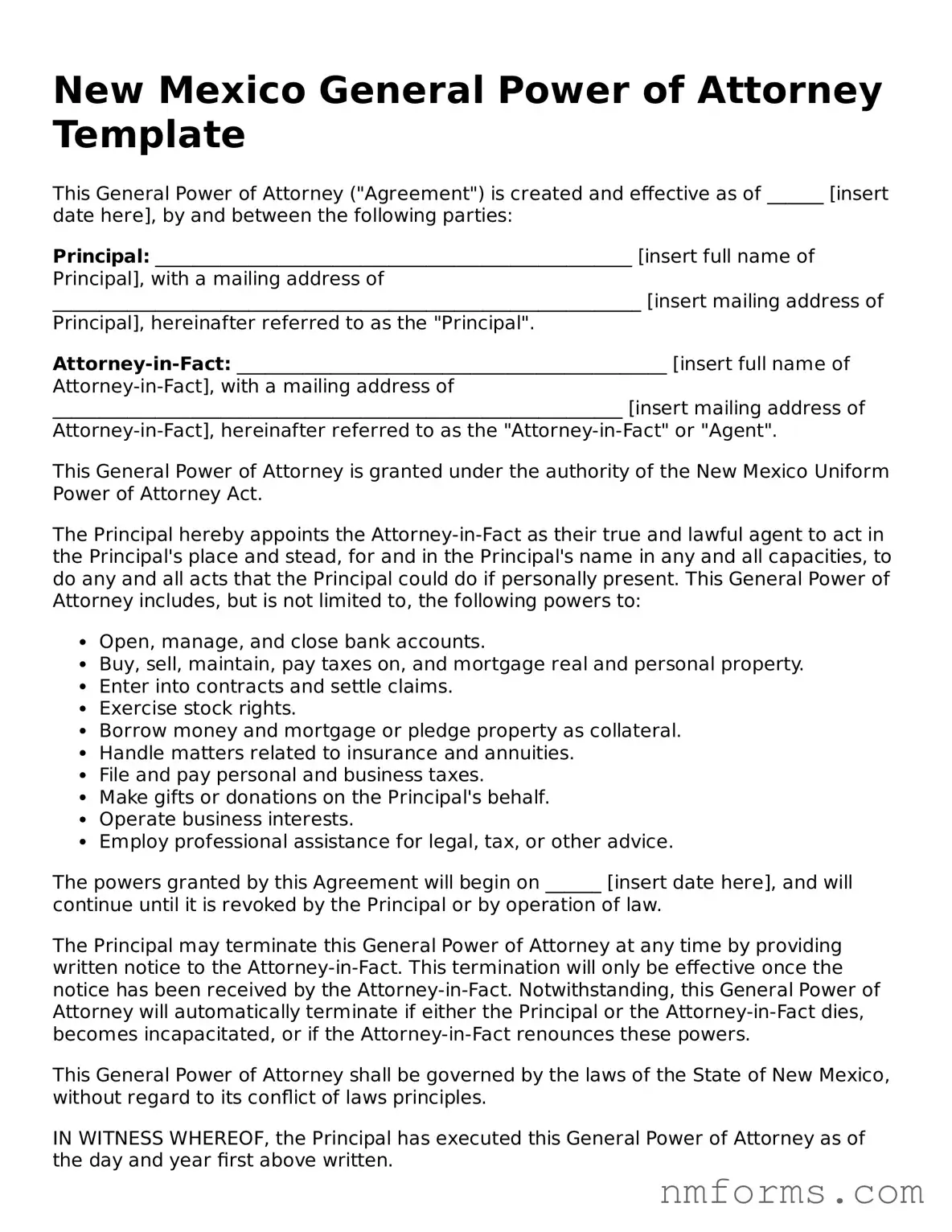 Attorney-Approved New Mexico General Power of Attorney Document