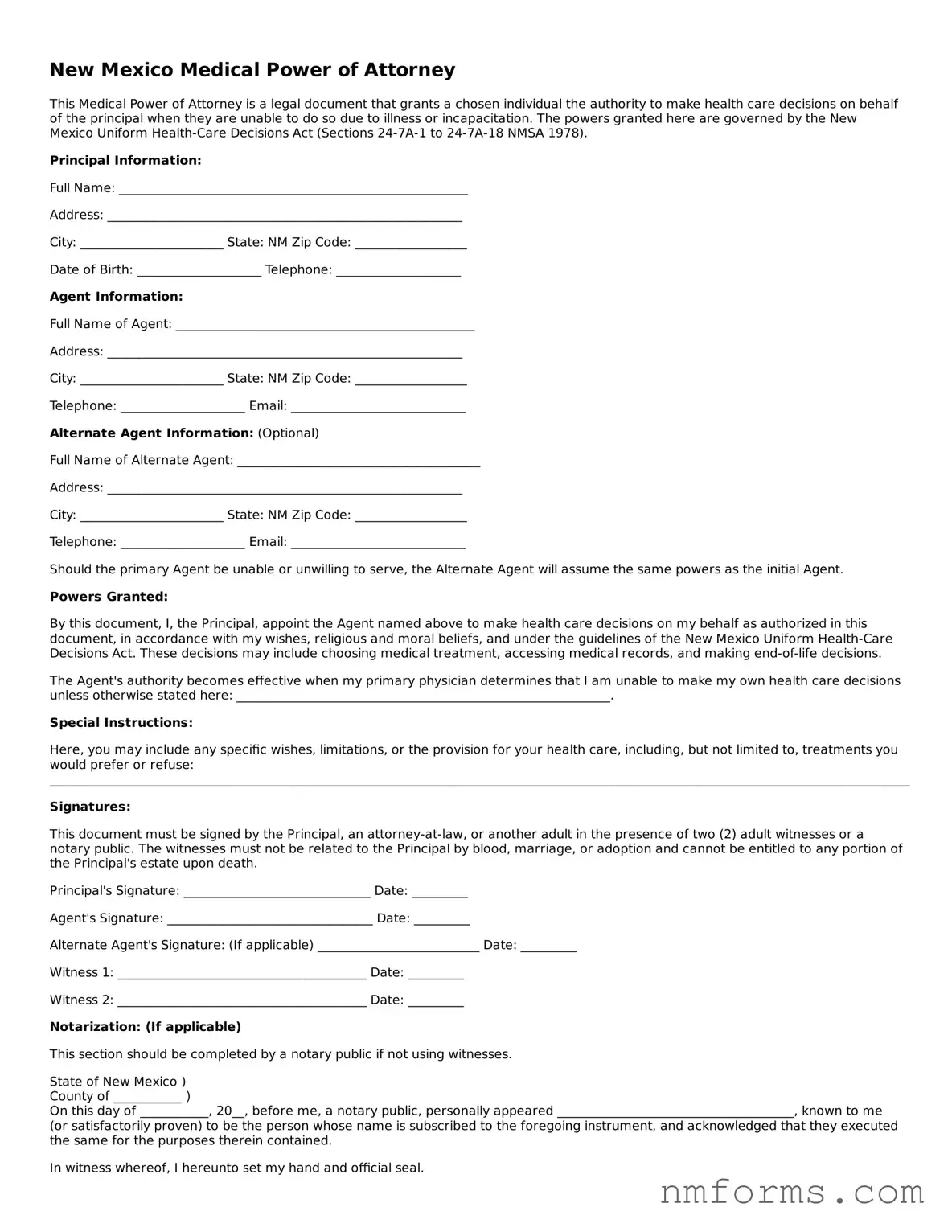 Attorney-Approved New Mexico Medical Power of Attorney Document