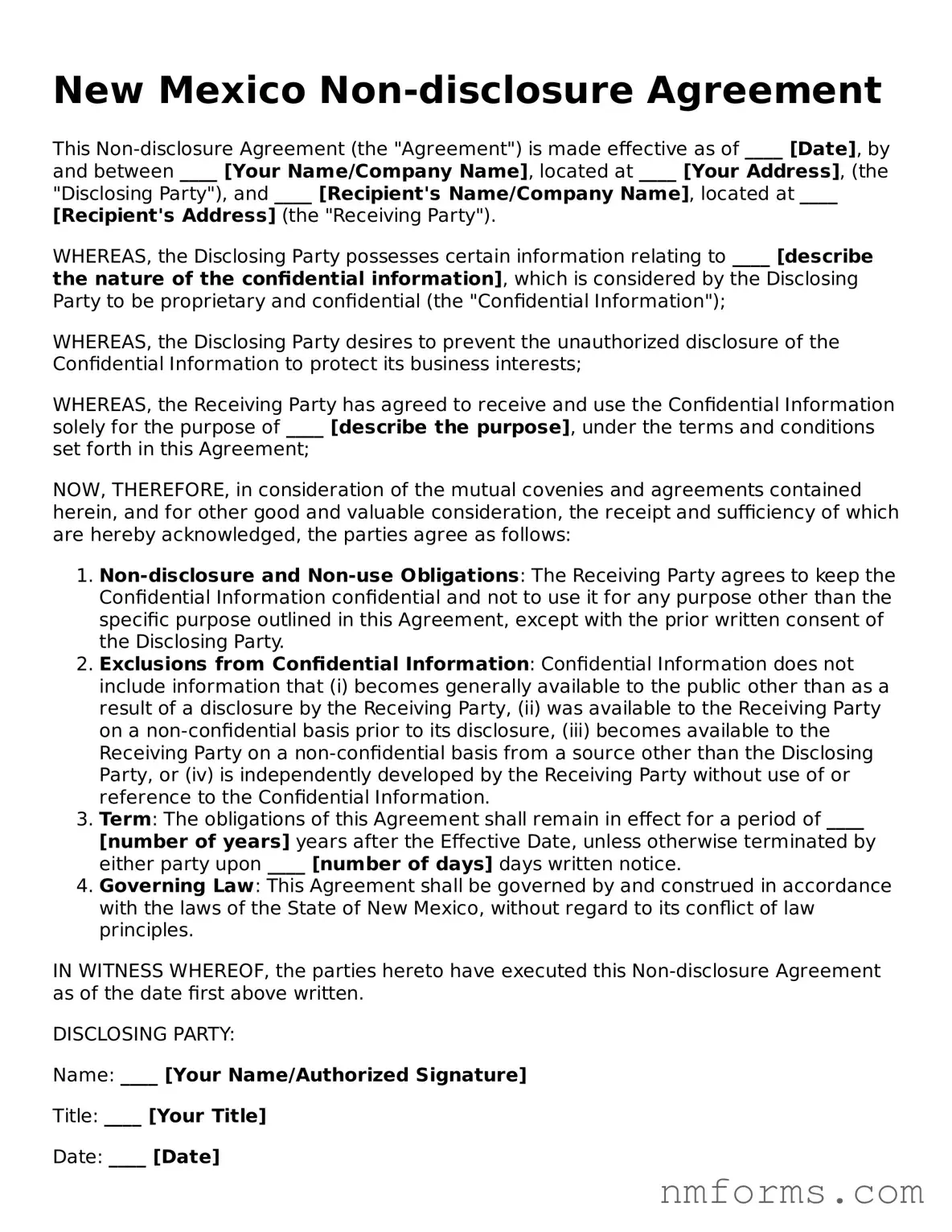 Attorney-Approved New Mexico Non-disclosure Agreement Document