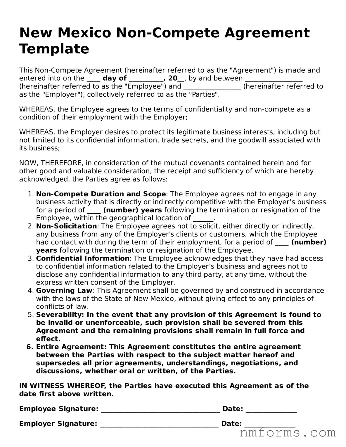 Attorney-Approved New Mexico Non-compete Agreement Document