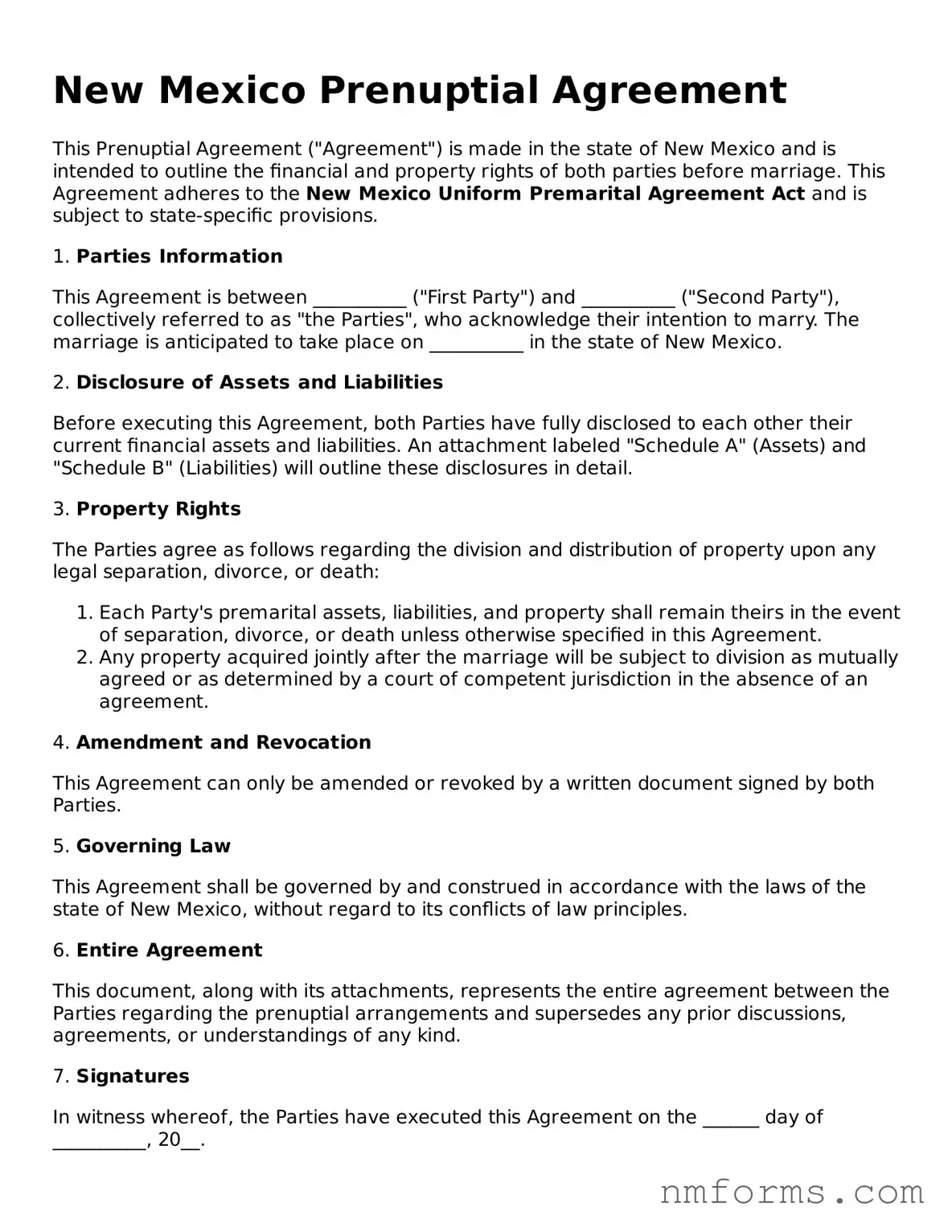 Attorney-Approved New Mexico Prenuptial Agreement Document