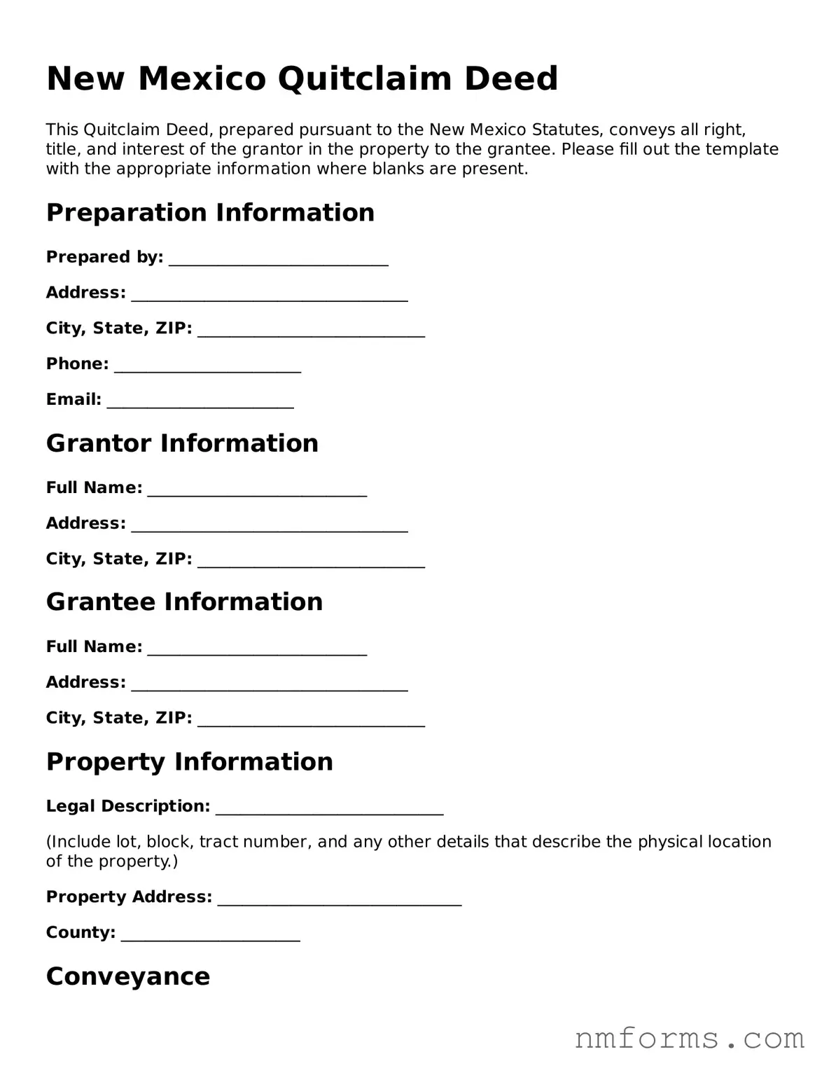 Attorney-Approved New Mexico Quitclaim Deed Document