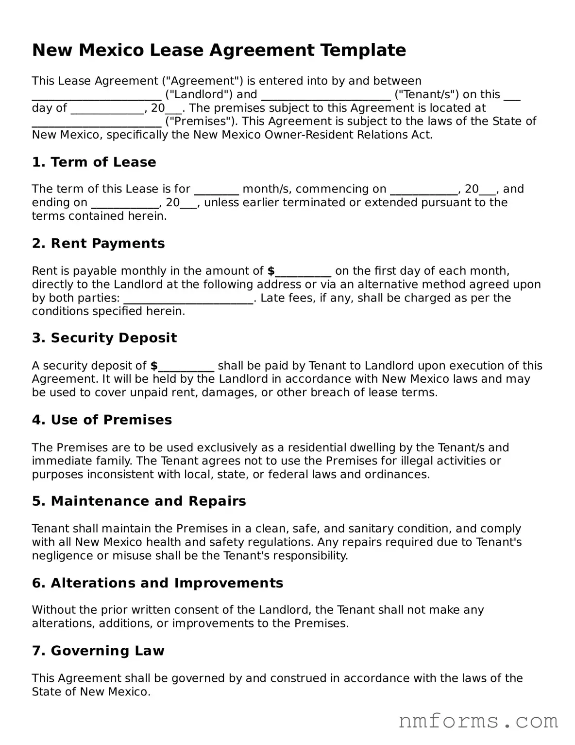 Attorney-Approved New Mexico Lease Agreement Document