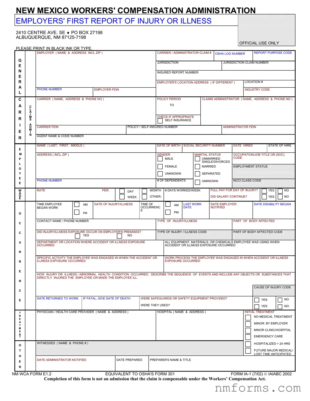 Fill Out Your New Mexico Report Form