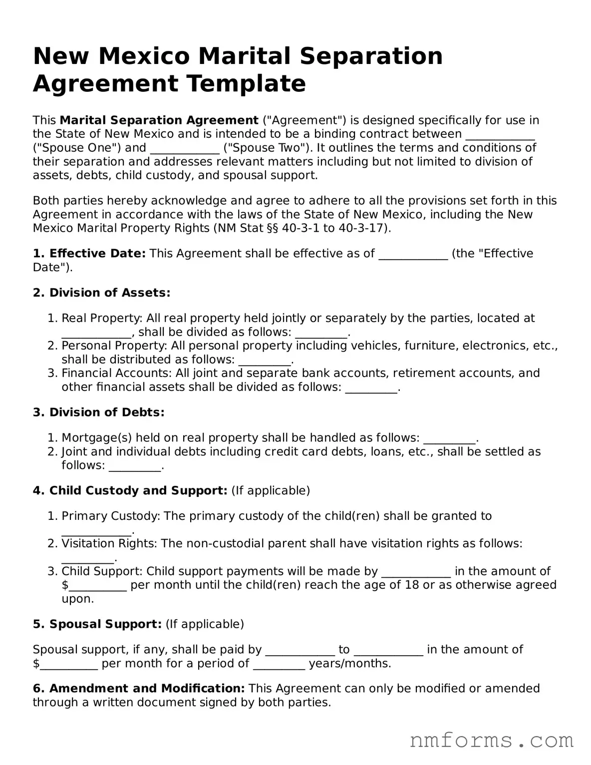 Attorney-Approved New Mexico Marital Separation Agreement Document