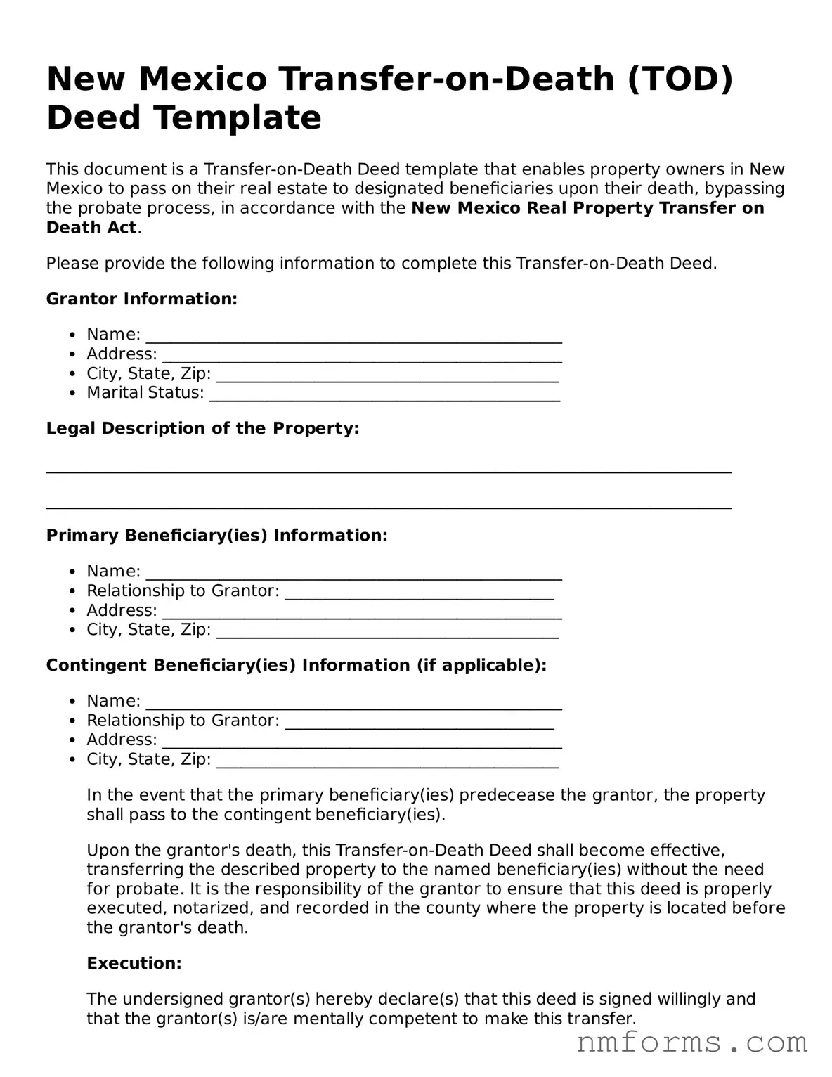 Attorney-Approved New Mexico Transfer-on-Death Deed Document