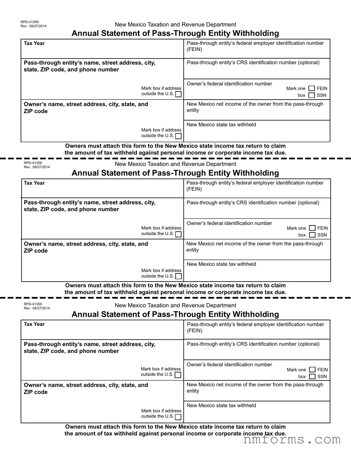 Fill Out Your Rpd 41359 New Mexico Form