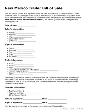 Attorney-Approved New Mexico Trailer Bill of Sale Document