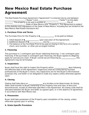 Attorney-Approved New Mexico Real Estate Purchase Agreement Document