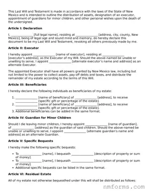 Attorney-Approved New Mexico Last Will and Testament Document