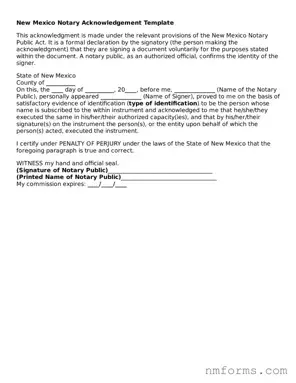 Attorney-Approved New Mexico Notary Acknowledgement Document