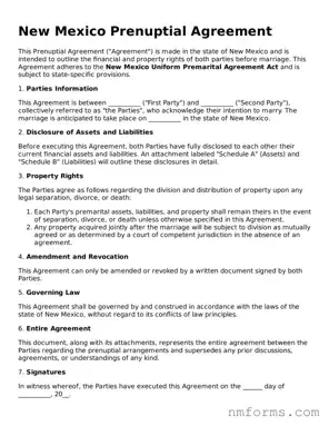 Attorney-Approved New Mexico Prenuptial Agreement Document