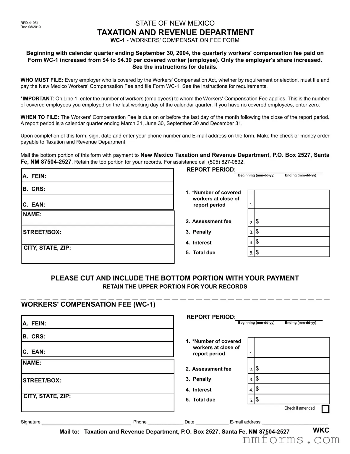 Fill Out Your State Of New Mexico Wc 1 Form
